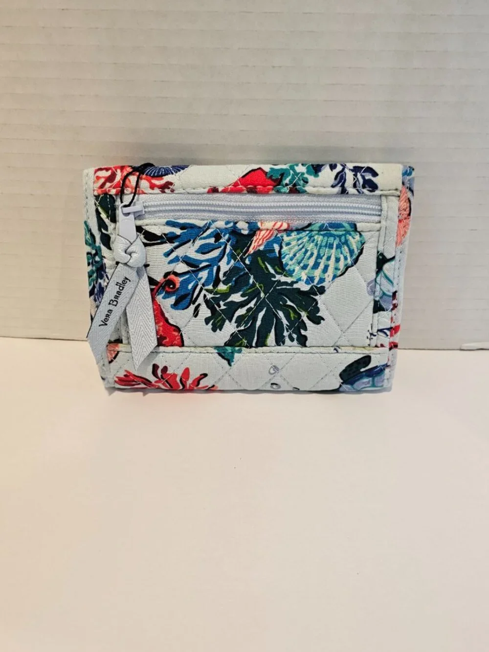 Vera Bradley RFID Euro Wallet Anchors Aweigh Ocean Turtle Water Blue Green
